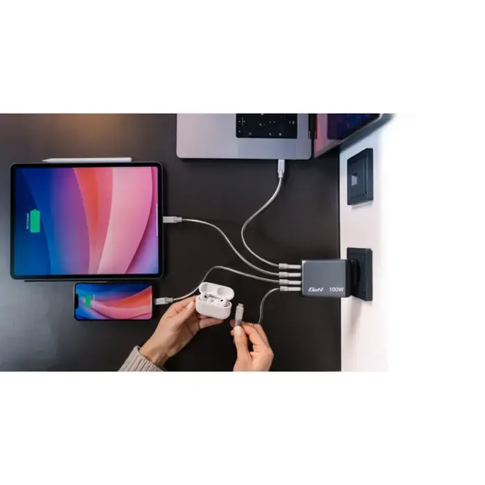 verbatim gnc-100 gan charger 100w 3xusb-c/1xusb-a - slika 5
