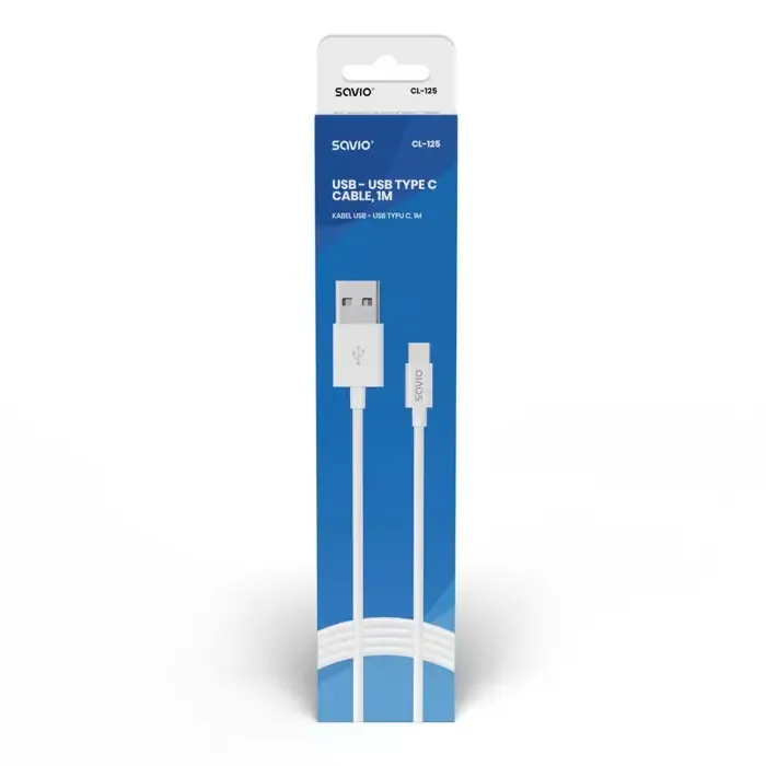 savio cl-125 usb cable usb 2.0 1 m usb a usb c white - slika 2
