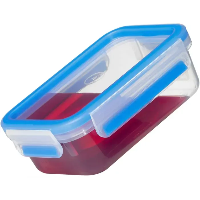 emsa clip & close food storage containers 0.55 liters (transparent/blue, rectangular, 3 pieces) - slika 3