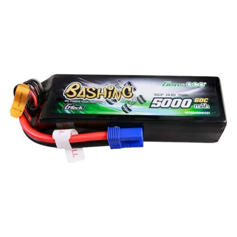 gens ace g-tech 5000mah 14.8v 4s1p 60c lipo battery pack with ec5 plug-bashing series - slika 1