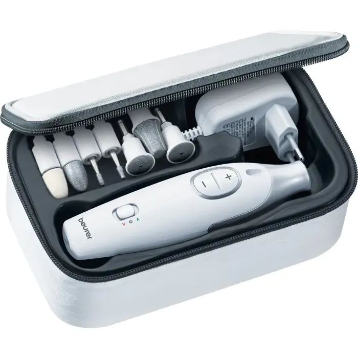 beurer mp 42 manicure / pedicure set - nail care - white / silver - slika 3