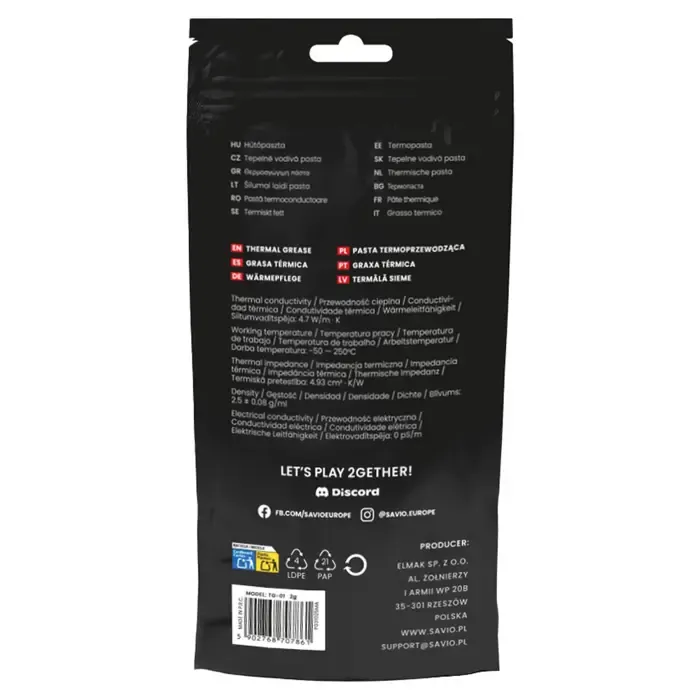 savio tg-01 2g heat sink compound thermal paste 4.7 w/m·k - slika 2