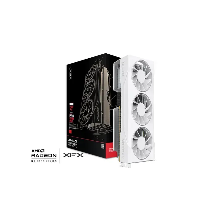 xfx swift rx 9070gre white tri-fan 12gb graphics card - slika 1