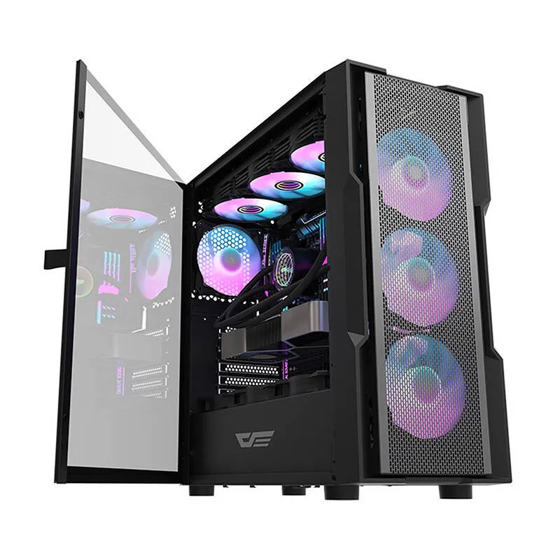 darkflash dk431 mesh computer case (black) + 4 argb fans - slika 2