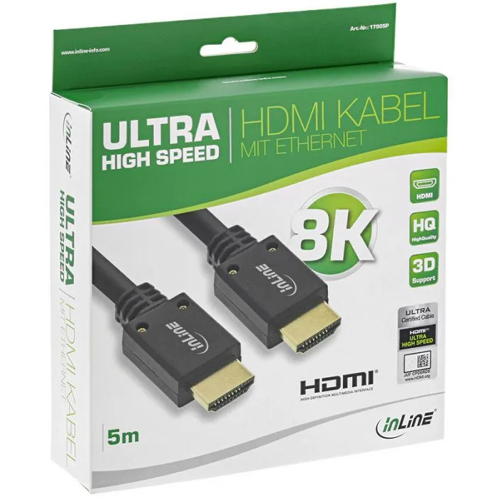 inline 8k4k ultra high speed hdmi kabel, black - 5m 17905p - slika 2