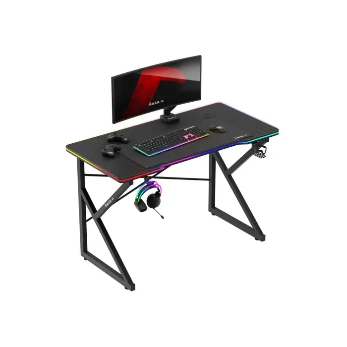 biurko gamingowe huzaro hero 1.7 rgb black - slika 2