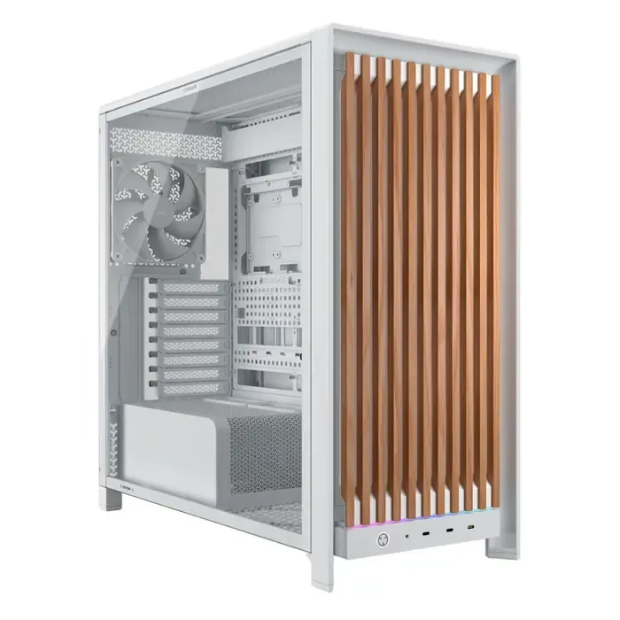 corsair frame 5000d wood rs midi tower walnut, white - slika 1