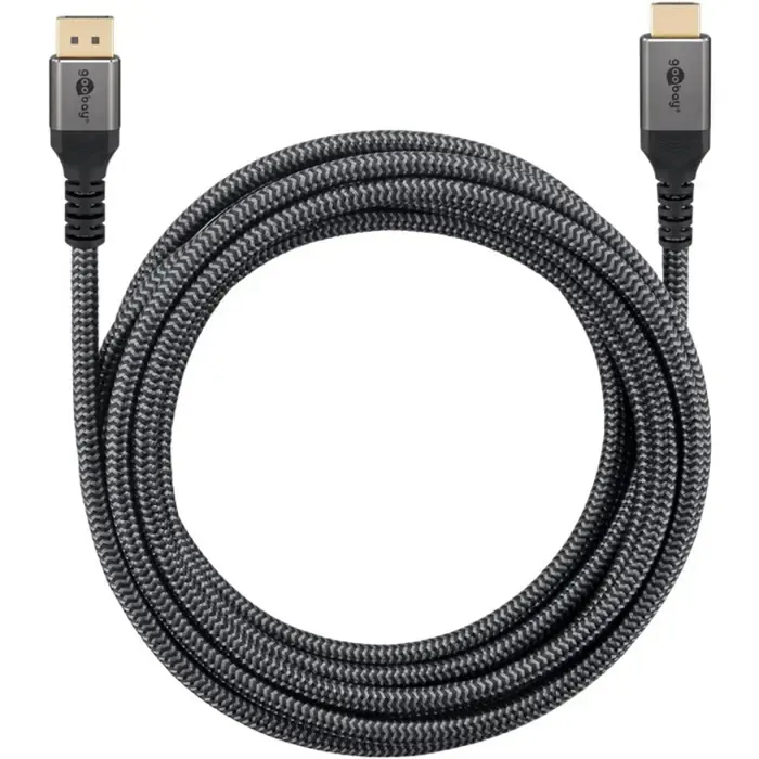 goobay plus displayport > hdmi adapter cable, 4k @ 60hz (gray, 2 meters) - slika 4