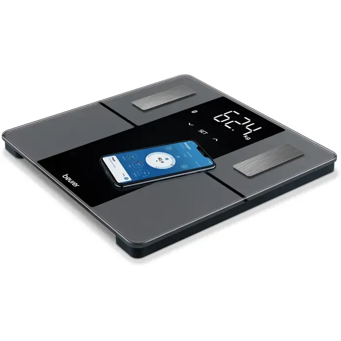 beurer diagnostic scale bf 500 super black edition (grey/black, bluetooth) - slika 4
