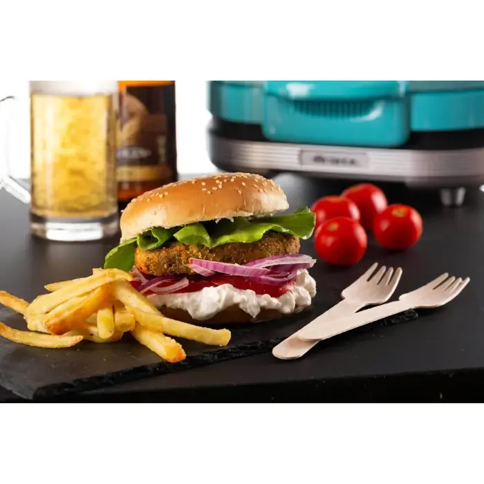 ariete hamburger grill party time (light blue/silver, 1,200 watts, 50's style) - slika 5