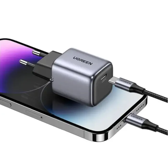 ugreen nexode mini zidni punjač, 20w, usb-c, gan ii tech, pd3.0, qc4+, crni - slika 2
