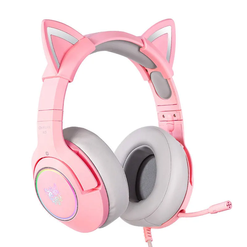 onikuma k9 pink rgb gaming headphones - slika 2