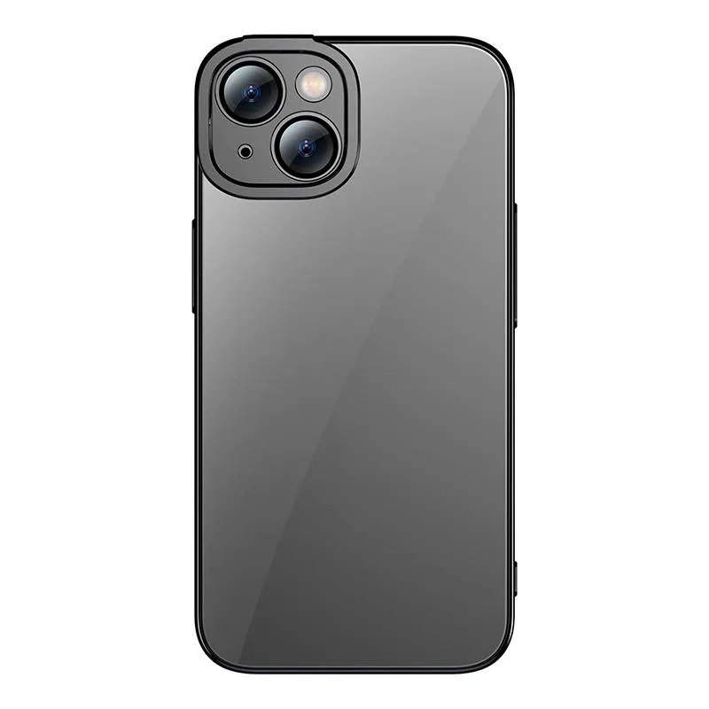 baseus glitter transparent case and tempered glass set for iphone 14 plus (black) - slika 2