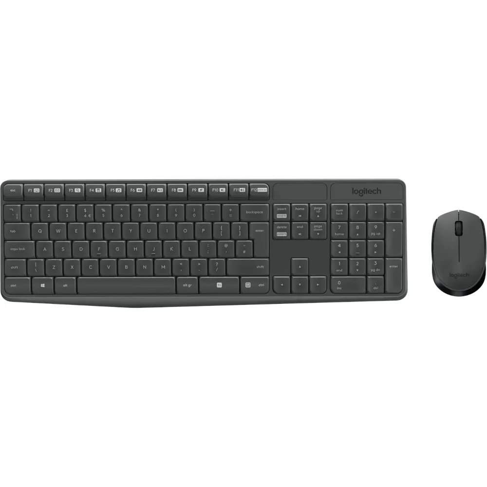 logitech mk235 wireless keyboard and mouse combo (sivi) - slika 1