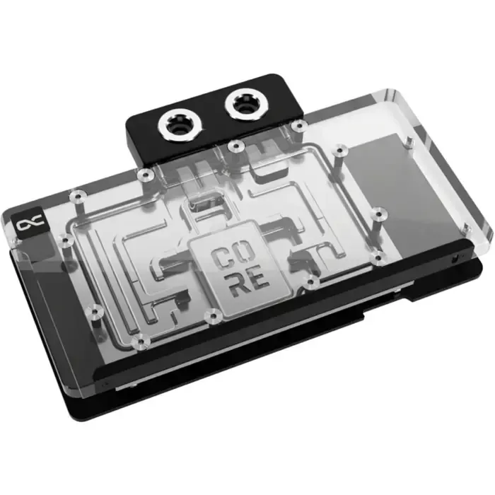 alphacool core rx 9070 xt steel legend (transparent/chrome, incl. backplate) - slika 1