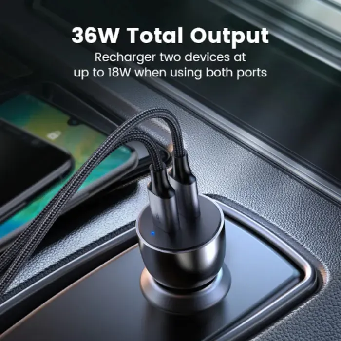ugreen auto punjač, 52.5w, usb-c pd+usb-a qc, sivi - slika 2