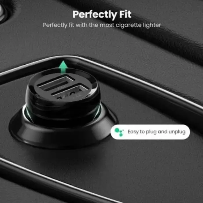 ugreen auto punjač, 24w, dual usb-a, crni - slika 4