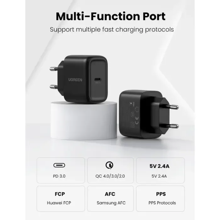 ugreen punjač, 25w, usb-c pd + kabel c-c, crni, 2m - slika 5