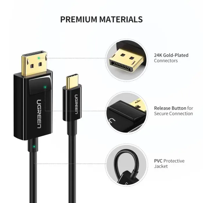 ugreen usb-c cable in dp 4k (displayport) 1.5m - polybag - slika 4