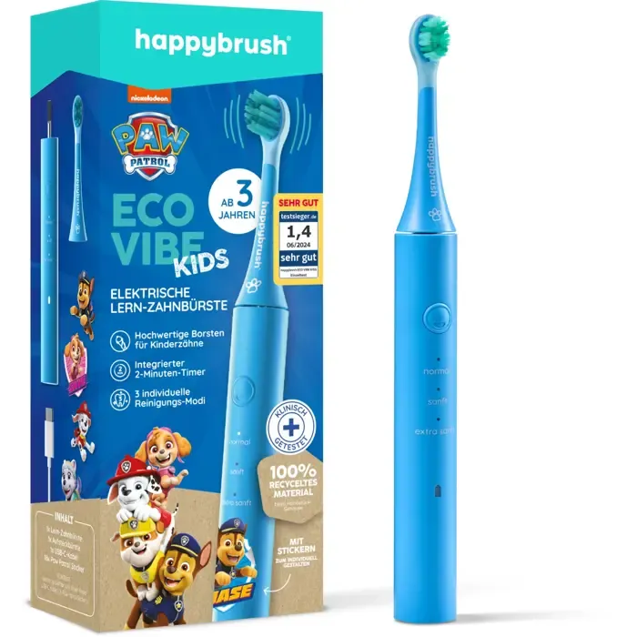 happybrush eco vibe kids paw patrol + 3 refills, electric toothbrush (light blue) - slika 2