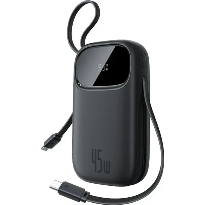 baseus enerfill f31 qpow3 20000 mah 22.5 w power bank with digital display and 2 built-in cables usb-c + lightning, black - slika 3