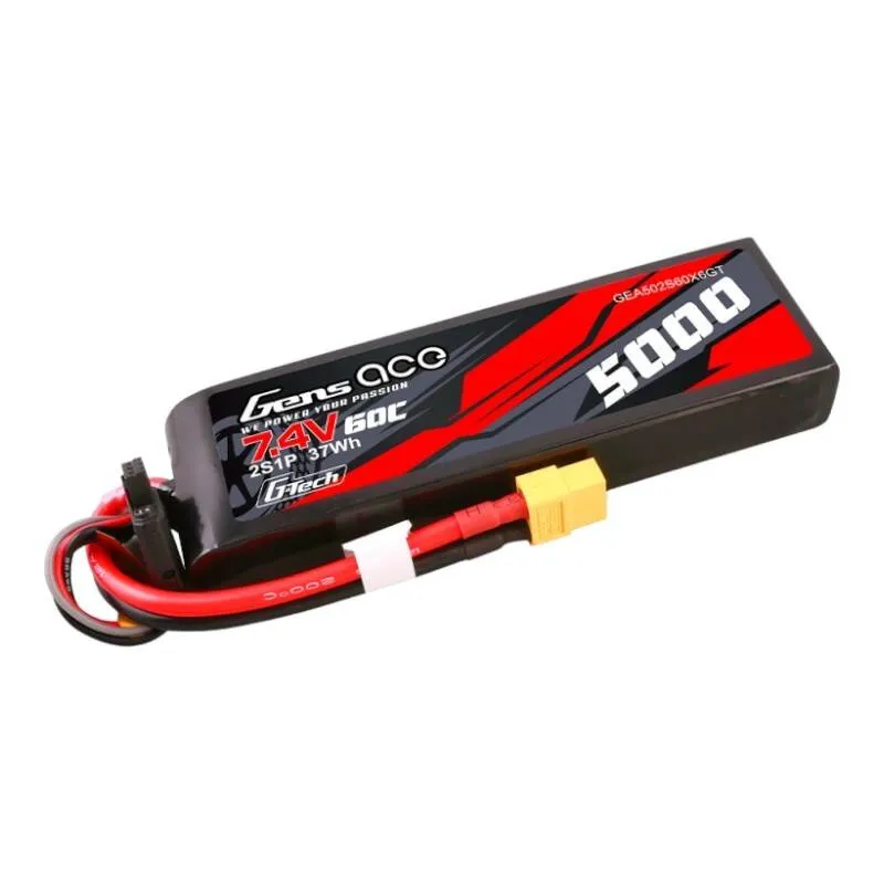 gens ace g-tech 5000mah 7.4v 60c 2s1p lipo pc material case with xt60 plug - slika 2