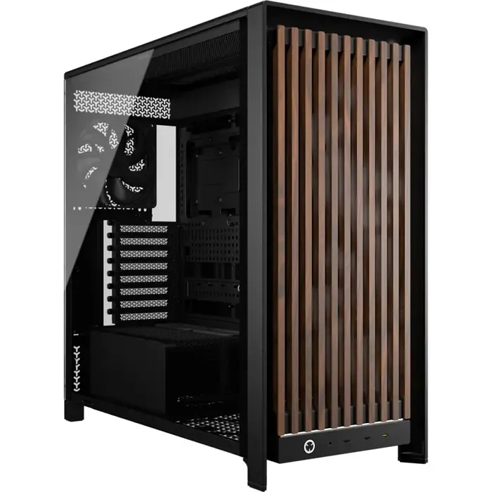 corsair frame 5000d wood rs midi tower black, walnut - slika 1