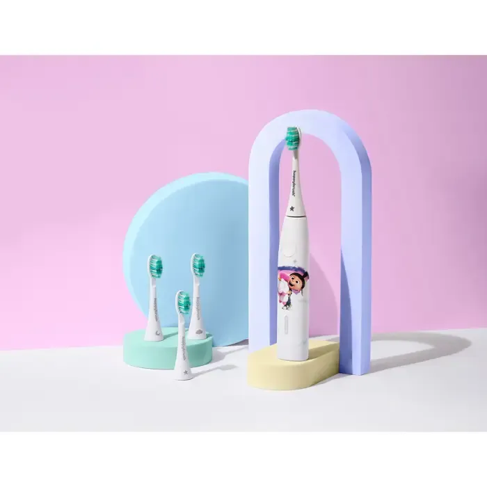 happybrush eco vibe kids agnes + 3 refills, electric toothbrush (white) - slika 3