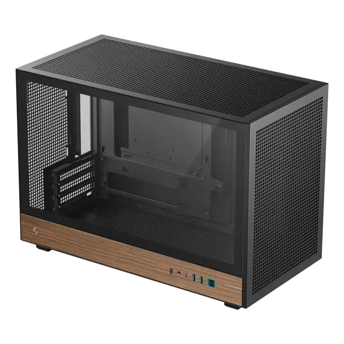 deepcool ch260 wood micro tower black, wood - slika 1