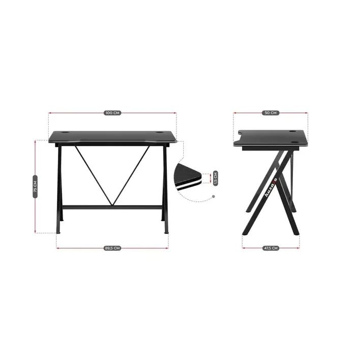 gaming desk - huzaro hero 1.4 black - slika 5