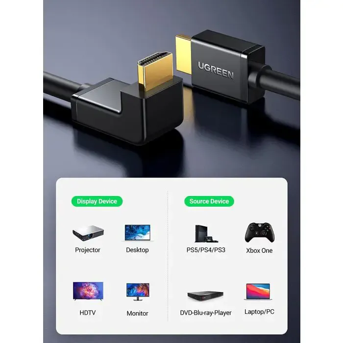 ugreen angled hdmi cable 4k - 1m - slika 3