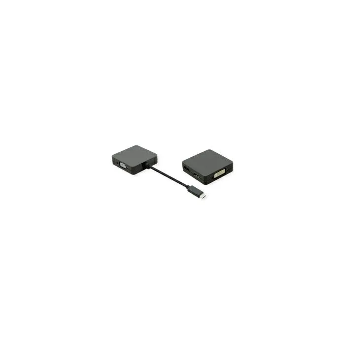roline value adapter usb-c - vga/dvi/hdmi/dp, m/f, 0.1m - slika 1