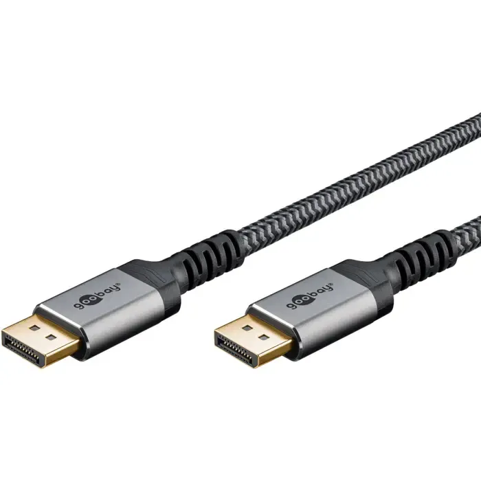 goobay plus displayport 2.0/2.1 cable, 16k @ 60hz, 80 gbit/s (gray, 3 meters) - slika 1