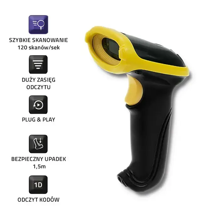 qoltec 50862 wireless laser barcode scanner 1d | 2.4ghz - slika 1