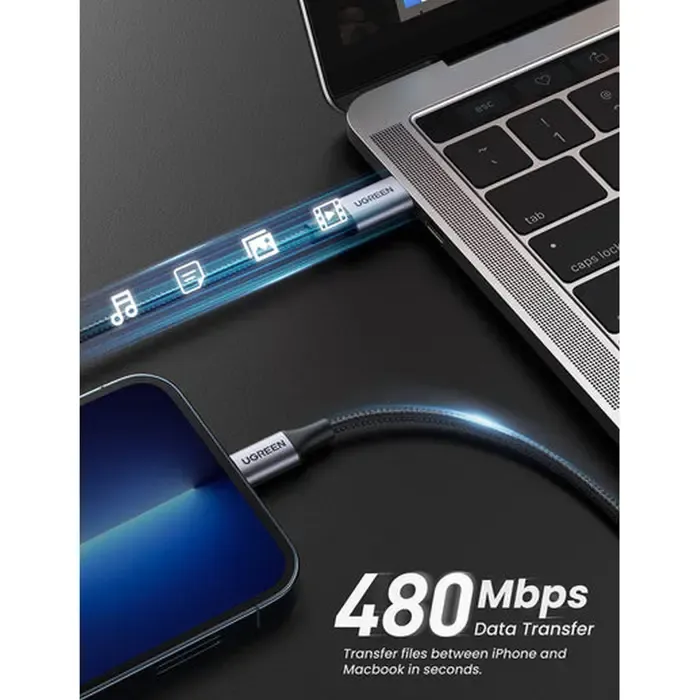 ugreen, lightning na type-c 2.0 (m), sivi, 1m - slika 4