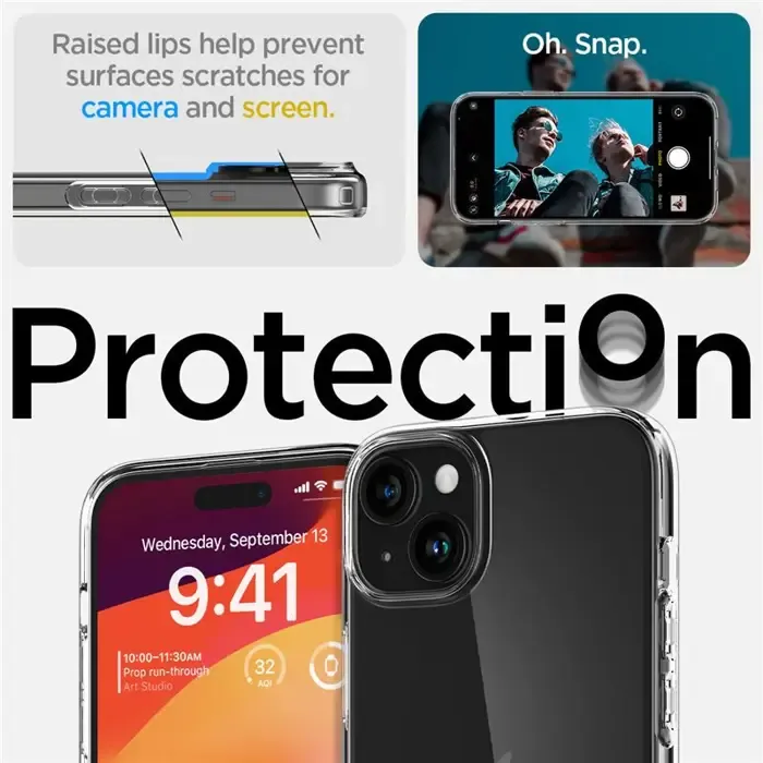 spigen liquid crystal, zaštitna maska za telefon, prozirna - iphone 15 plus (acs06647) - slika 5