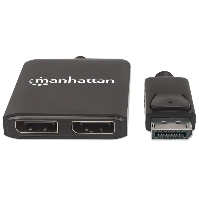 manhattan displayport 1.2 to 2-port displayport 1.2 splitter hub with mst, 4k@30hz, usb-a powered, video wall function, black, three year warranty, blister - slika 3