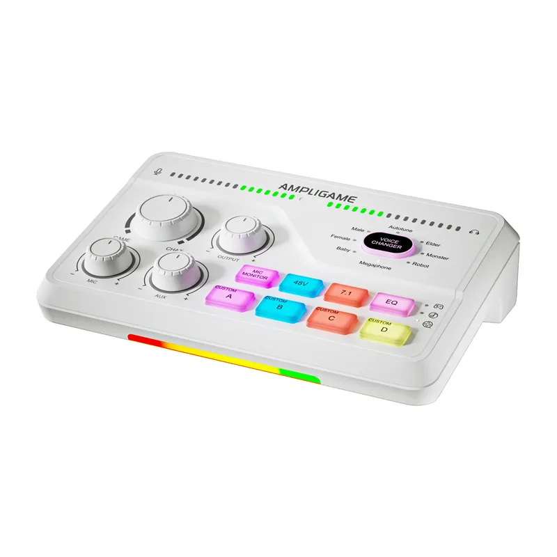 fifine sc8w rgb gaming mixer (white) - slika 2