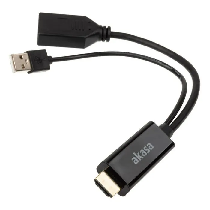 akasa hdmi to displayport adapter cable - black ak-cbhd24-25bk - slika 1