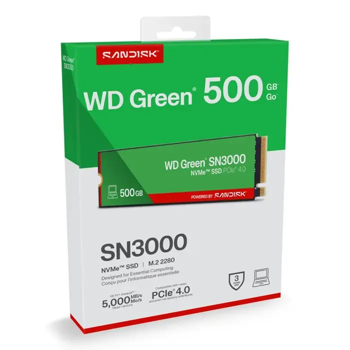 western digital green wd ™ sn3000 nvme™ ssd powered by sandisk 500 gb - slika 5