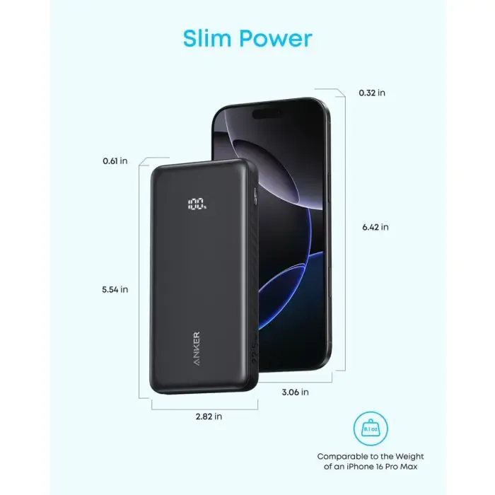 anker zolo powerbank 10000 mah, 22.5w with built-in usb-c cable, black - slika 5