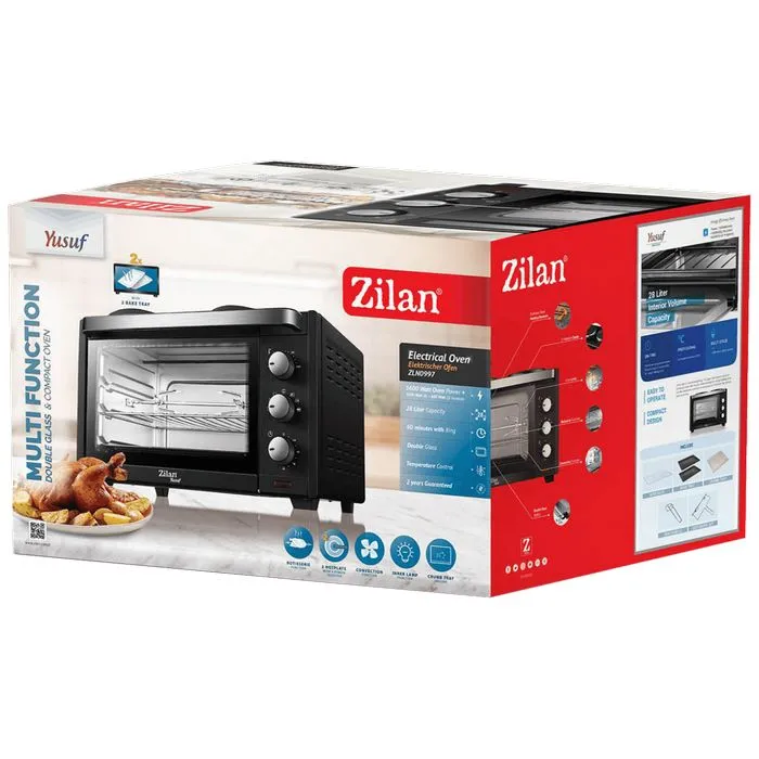 zilan mini pećnica sa grilom + ventilator, 28 l, 3200 w, crna - zln0997 - slika 5