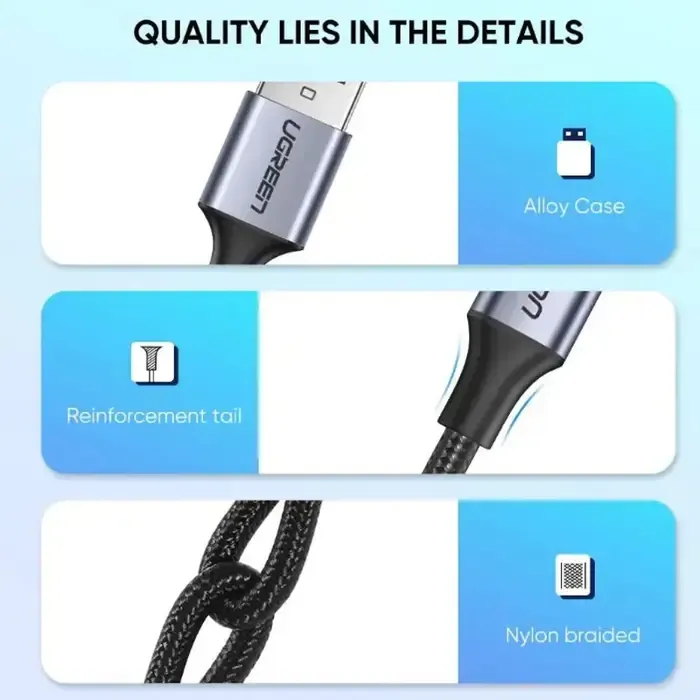 ugreen usb-c (m) na usb 2.0 a (m) pleteni kabel, 1m - slika 3