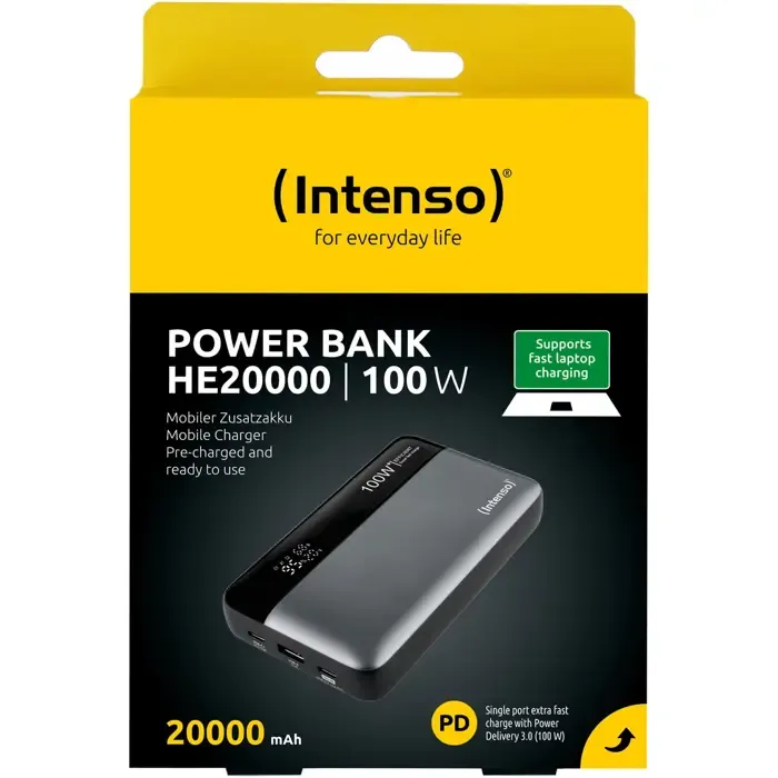 intenso powerbank he20000 grey/black, 20,000 mah, pd 3.1, quick charge 3.0 - slika 3
