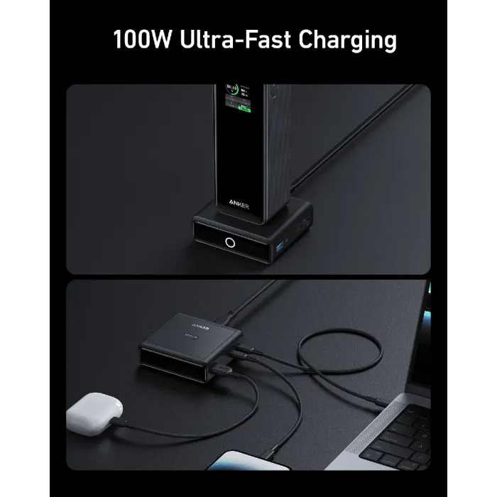 anker 100w charging base for prime powerbank, black - slika 2