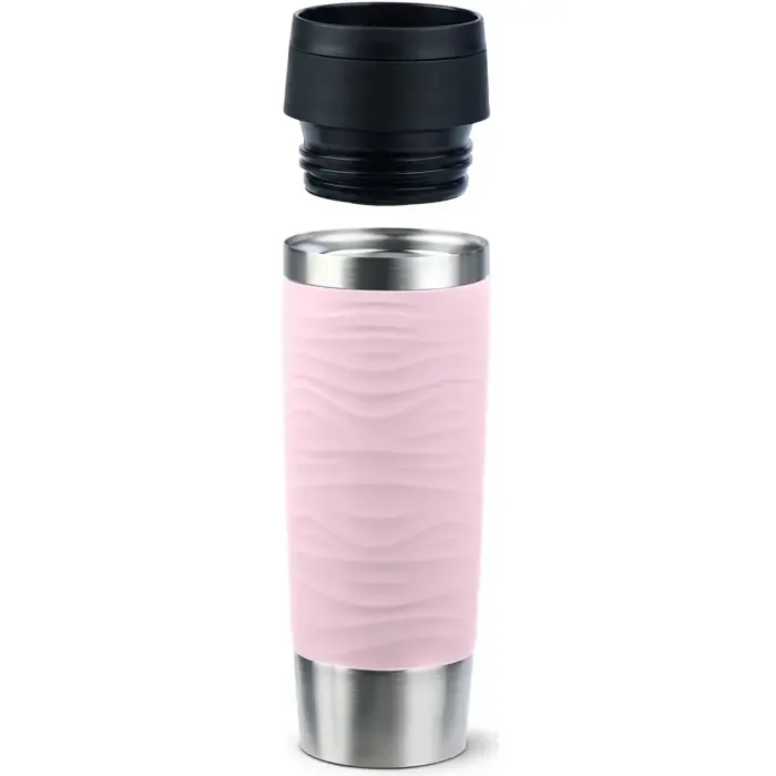 emsa travel mug waves grande thermal mug (light pink/stainless steel, 0.5 liters) - slika 2