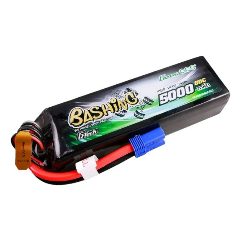 gens ace g-tech 5000mah 14.8v 4s1p 60c lipo battery pack with ec5 plug-bashing series - slika 2