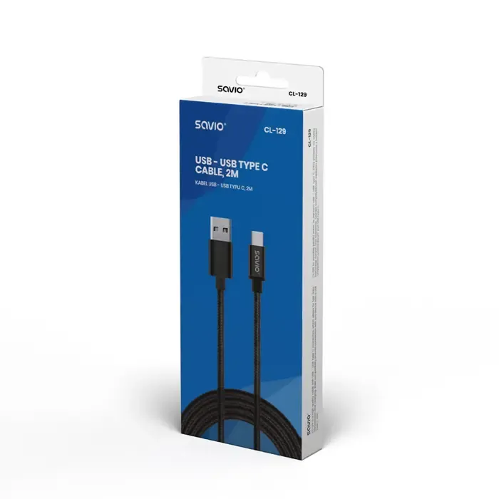 savio cl-129 usb cable 2 m usb 2.0 usb a usb c black - slika 4