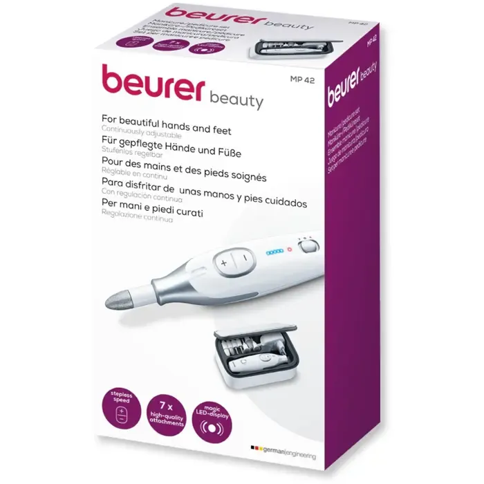 beurer mp 42 manicure / pedicure set - nail care - white / silver - slika 5