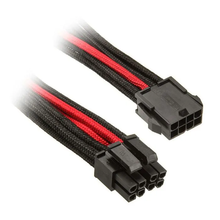 silverstone eps 8-pin zu eps/atx 4+4-pin kabel, 300mm - black/rot sst-pp07-eps8br - slika 1